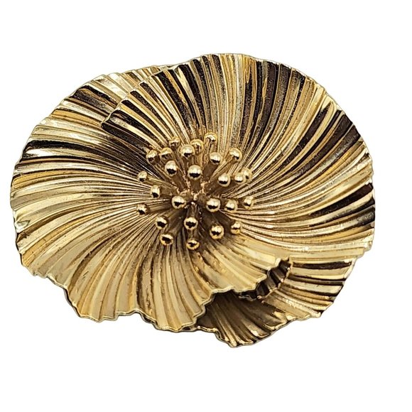 Vintage 14K Hallmarked Flower Fur Clip (A5030) - Picture 1 of 5